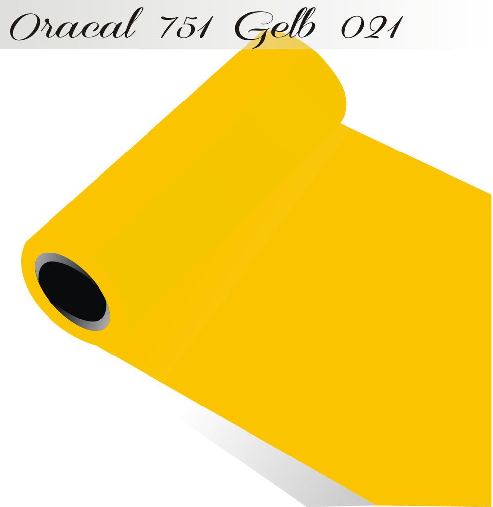 Oracal 751 - Orafol Folie 5m (Laufmeter) freie Farbwahl 118 glänzende Farben - glanz in 4 Größen, 50 cm Folienhöhe gelb - 021