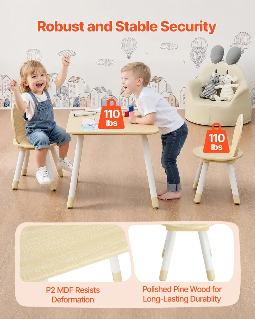 Ensemble Table et Chaises pour Enfant avec Surface Dessin Effaçable - 4