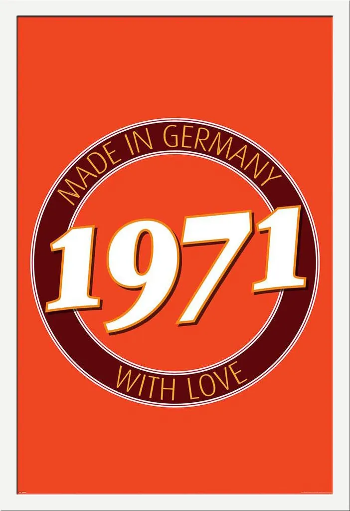 Poster Compleanno 1971 Germania con Cornice Bianca Shinsuke Shinsuke®