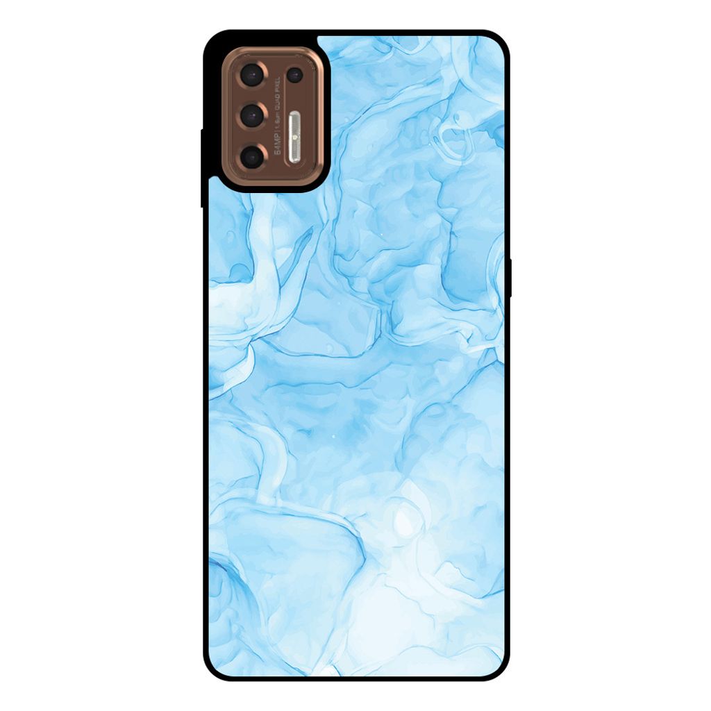 Smartphonica Telefon Fall geeignet für Motorola Moto G9 Plus mit Marmor-Druck - TPU zurück Abdeckung Fall Marmor-Design - Hellblau