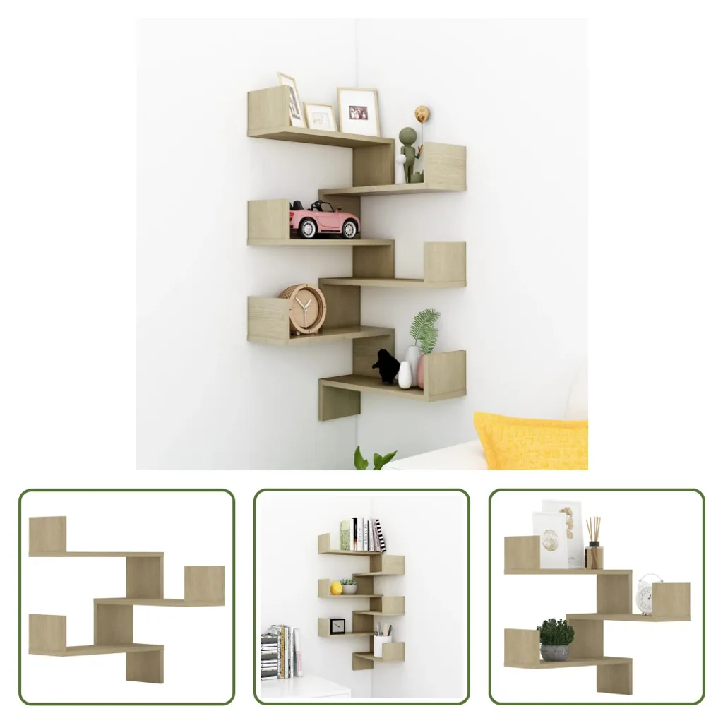 Étagères d'angle en bois Chêne Sonoma 40 cm lot de 2 The Living Store - 10