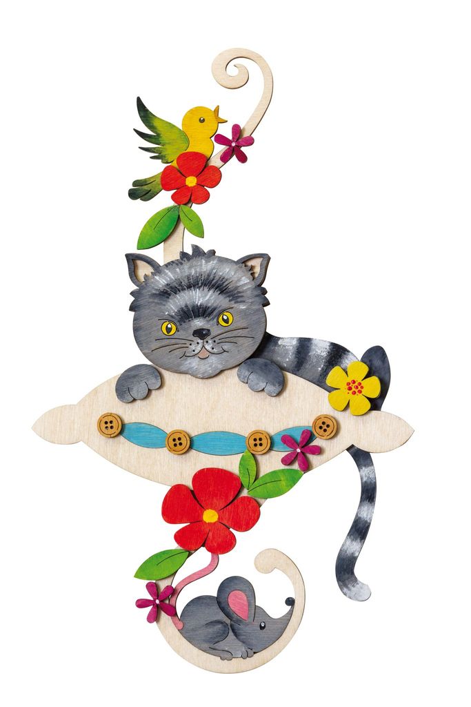 Drechslerei Kuhnert - Bastelset Fensterbild Katze - Maße ca. 25 x 16 cm - 10218