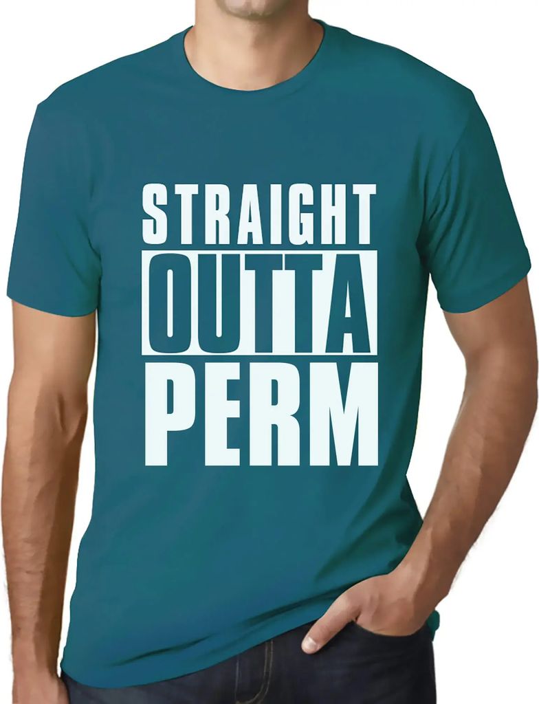 Herren Grafik T-Shirt Direkt aus der Dauerwelle – Straight Outta Perm – Öko-Verantwortlich Vintage Jahrgang Kurzarm Lustige Druck Geburtstag G...