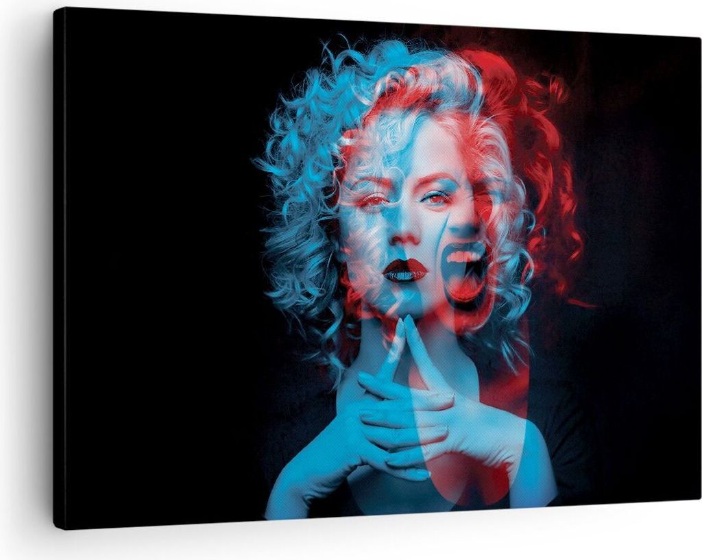 Bild auf Leinwand - Leinwandbild - Einteilig - Schwarz Frau Emotionen - 70x50cm - Wand Bild - Wanddeko - Wandbilder - Leinwanddruck - Bilder - Wand...