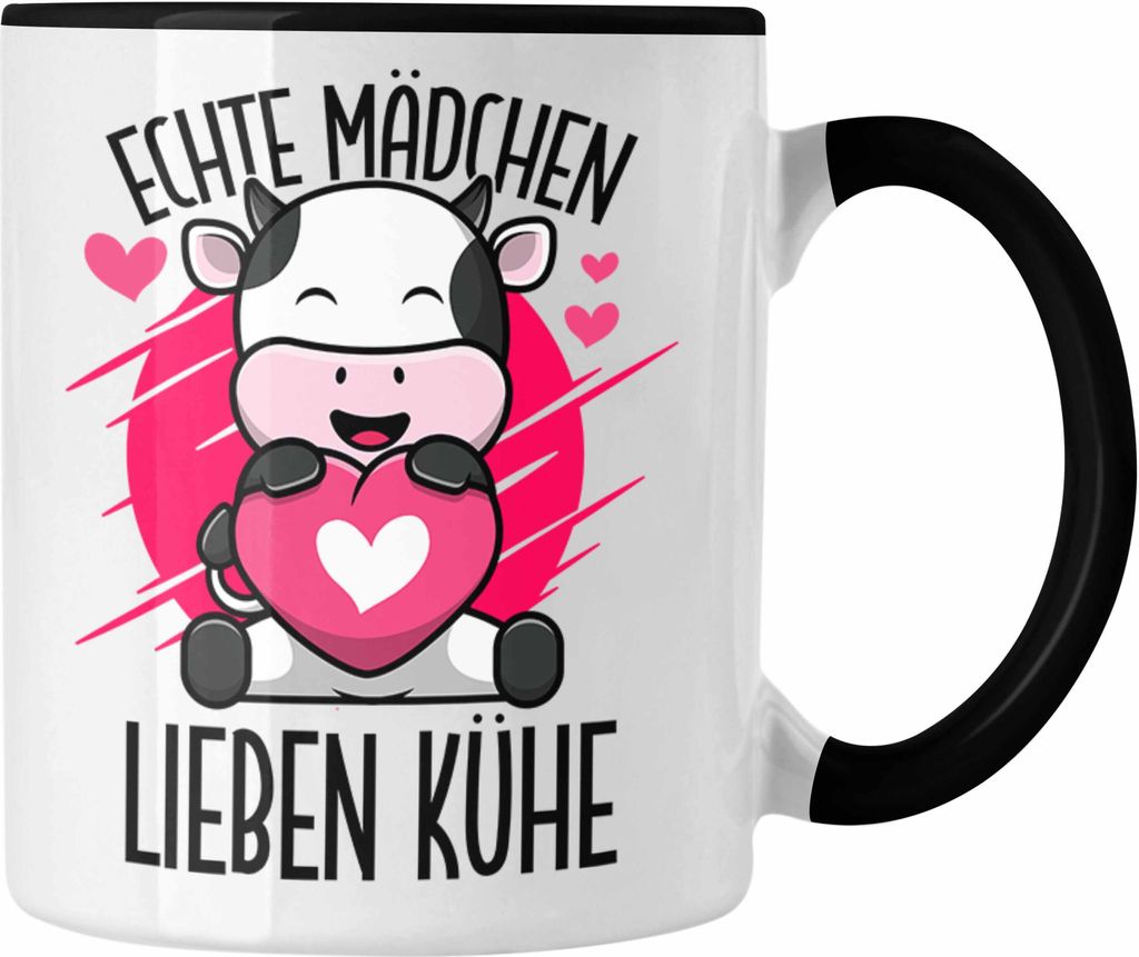 Trendation - Tasse Kuh Liebhaber Lustige Geschenkidee für Mädchen Kühe (Schwarz)