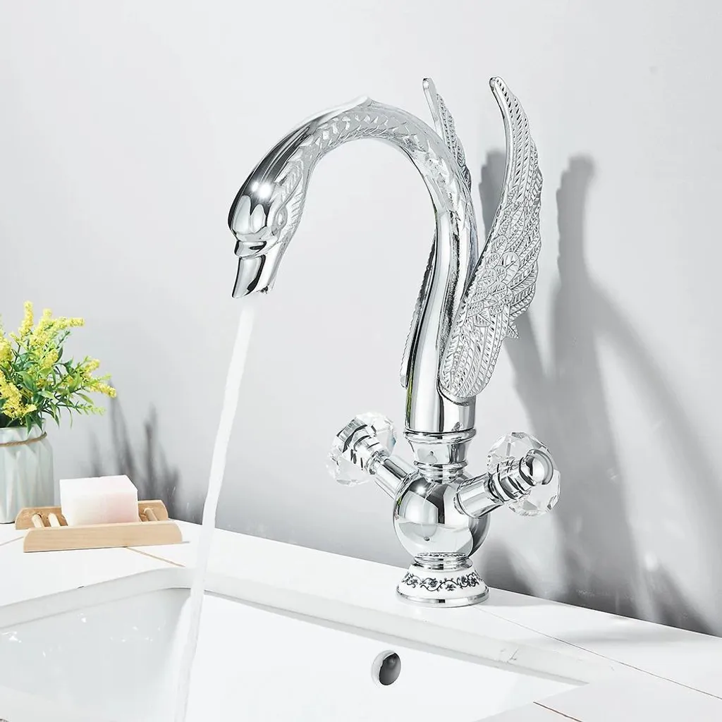Robinetterie Lavabo Chrome Design Double Commande Finition Haute Qualité - 2