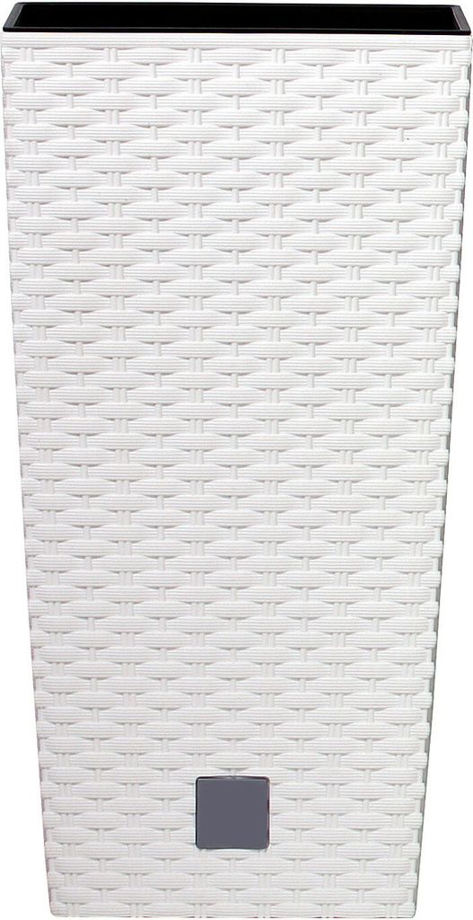 Blumentopf mit Flechtoptik - RATO SQUARE / 62x32 cm - mit Pflanzeinsatz - Farbe: Weiß