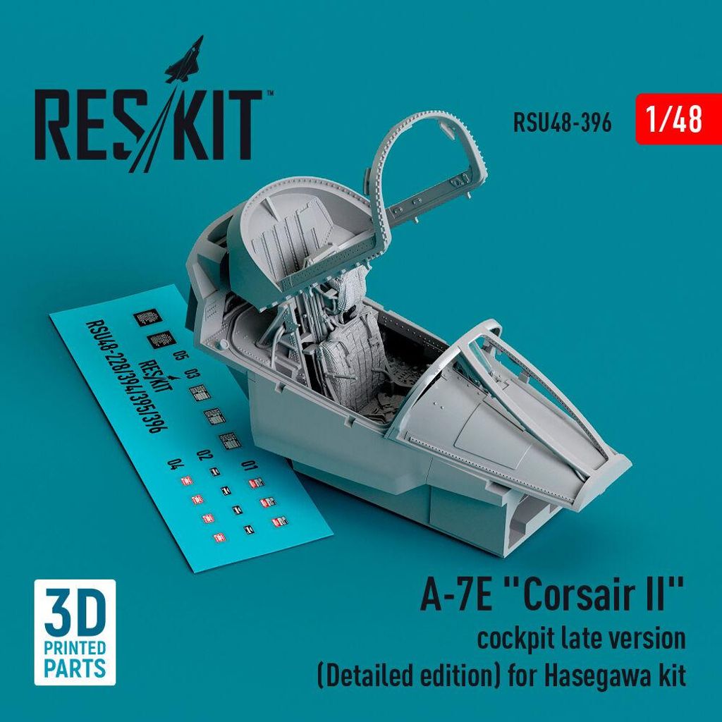 ResKit RSU48-0396 - 1:48 A-7E Corsair II cockpit late version (Detailed edition) for Hasegawa kit (3D Printed)