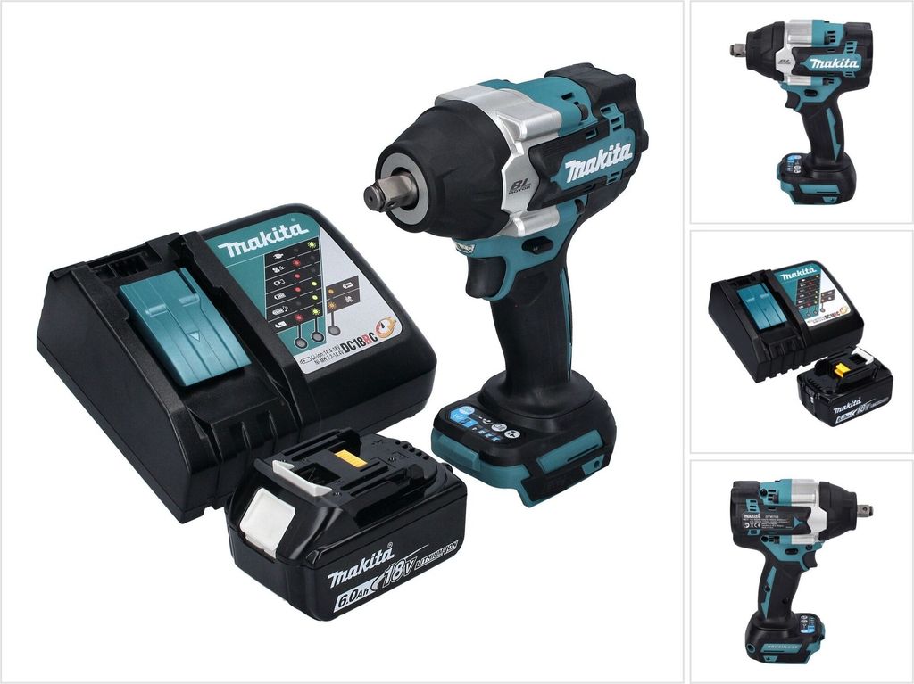 Makita DTW 700 RG1 Akku Schlagschrauber 18 V 700 Nm 1/2" XPT Brushless + 1x Akku 6,0 Ah + Ladegerät