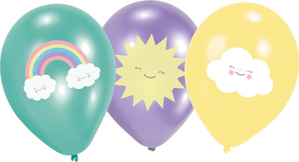 Palloncini a forma di nuvola, arcobaleno e sole 6 pezzi Immagine del prodotto 