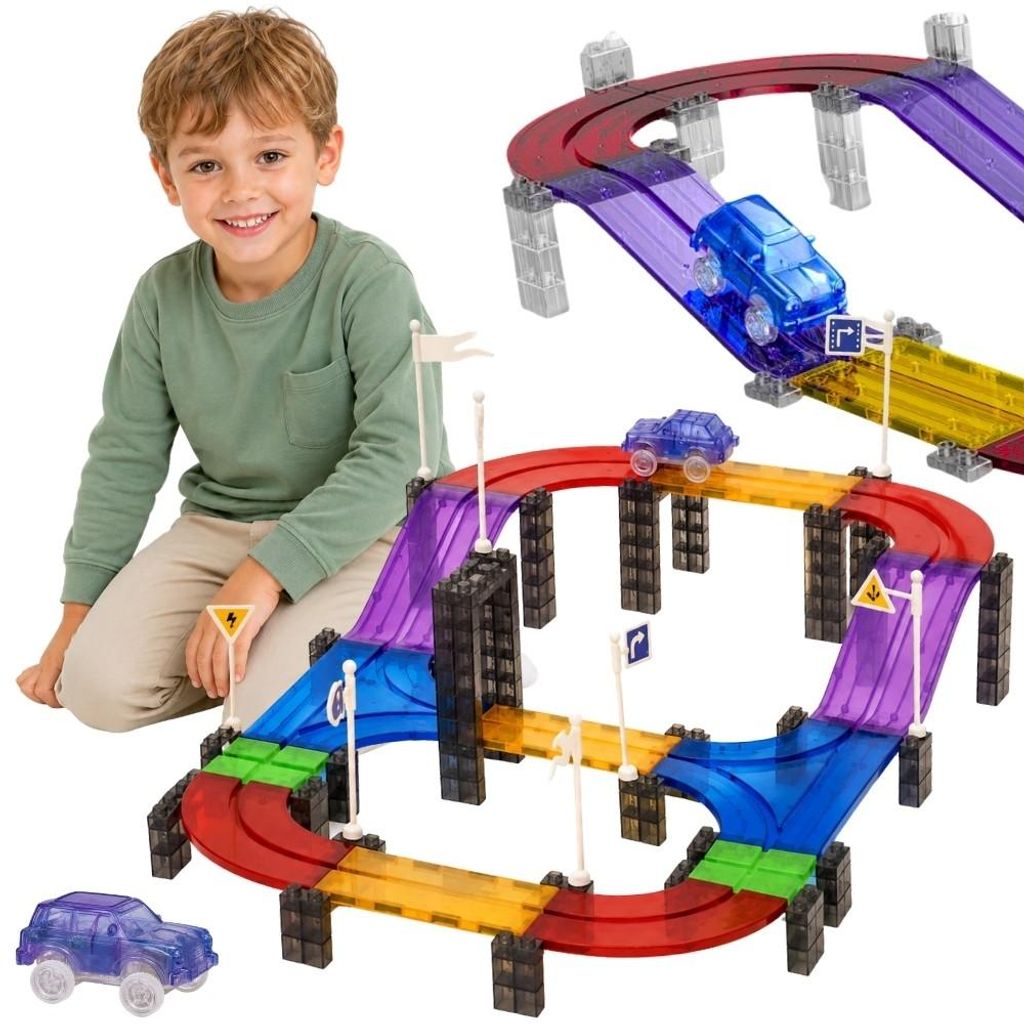 Woopie magnetische autoracebaan + 137 El. Auto Productafbeelding 