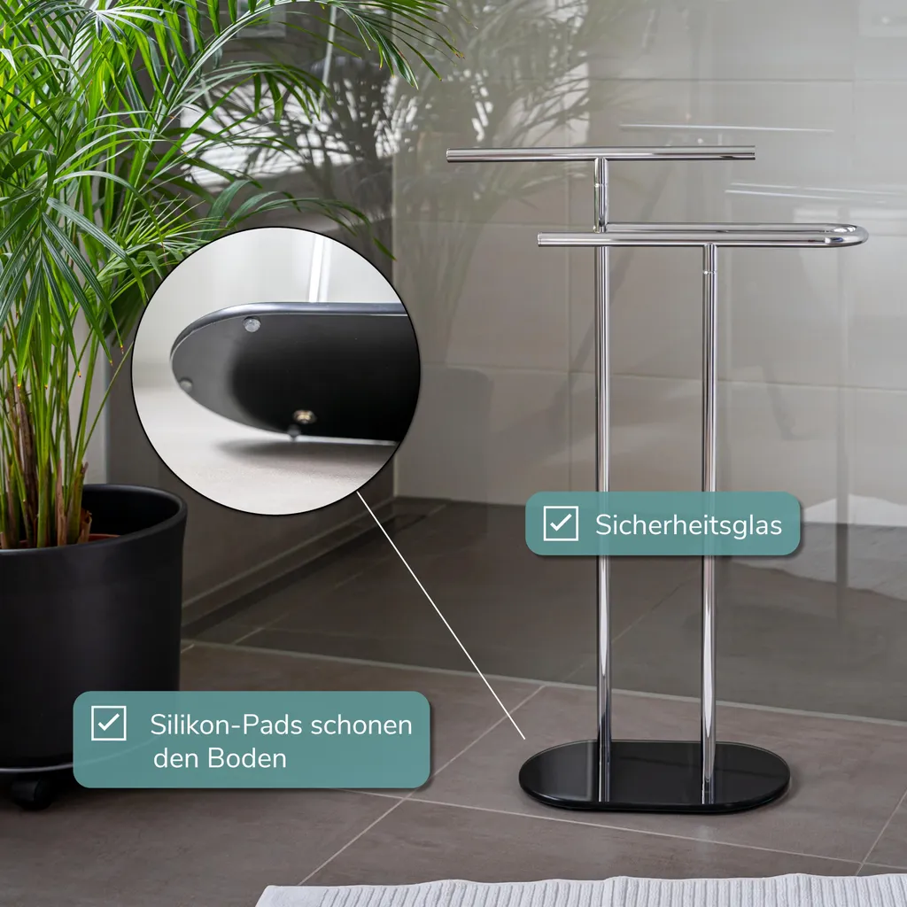 Piantana Portasciugamani Nero Bremermann - Design Moderno a 2 Aste - 4