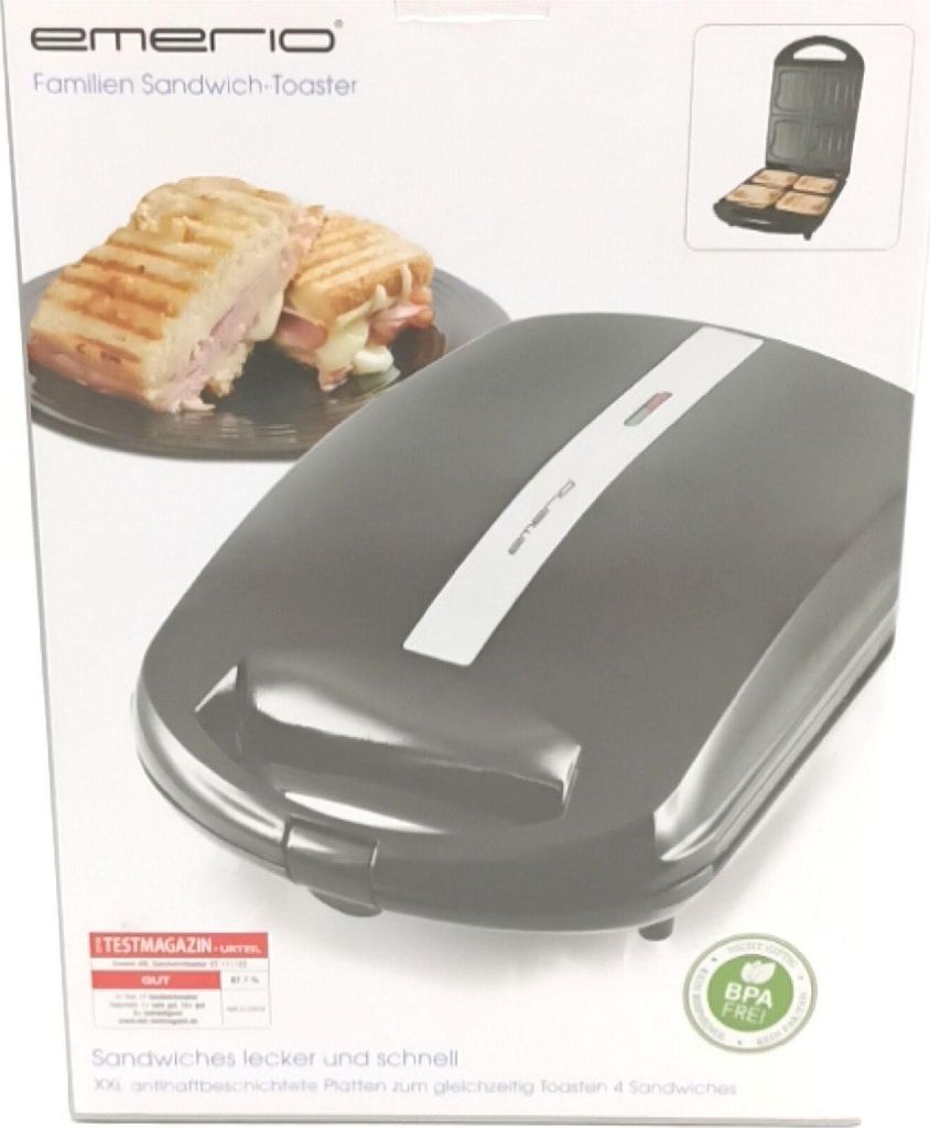 Emerio Sandwichtoaster XXL Family  4x Muschelform, Antihaft Produktbild 8