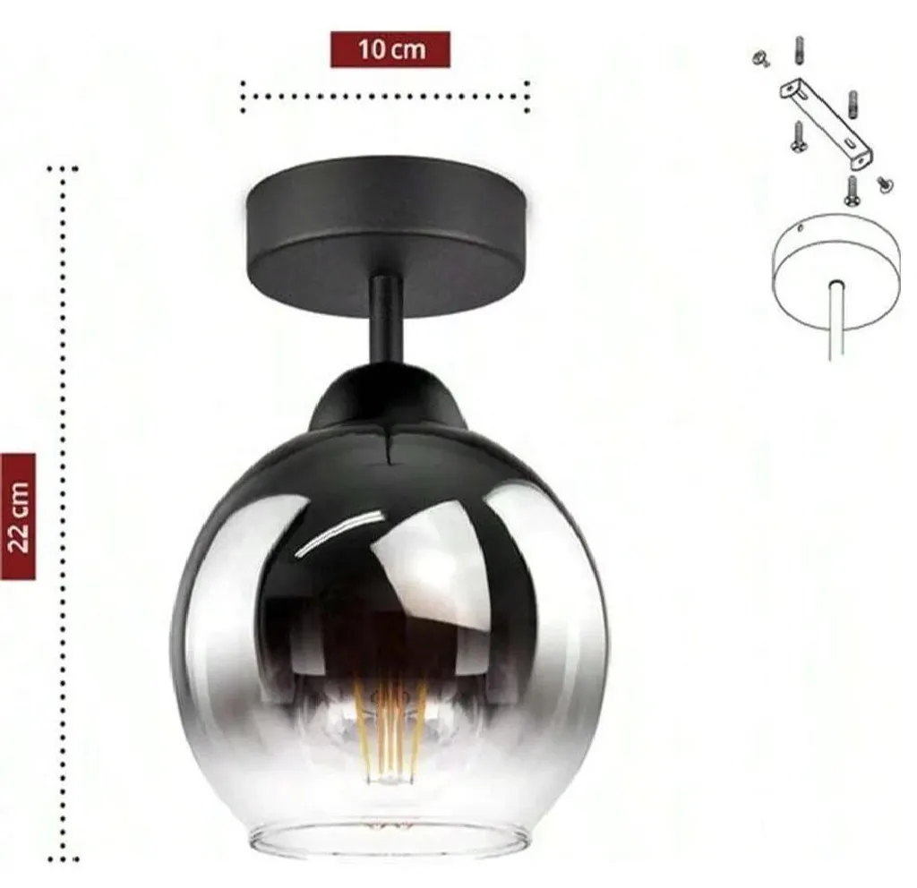 Suspension Scandinave Grise Fumée en Verre - Douille E27 - Style Nordique
