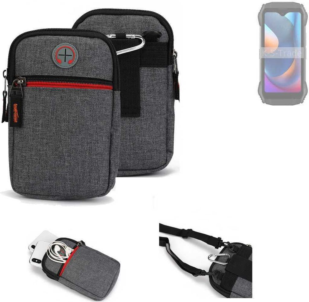K-S-Trade Holster Gürteltasche kompatibel mit Blackview N6000SE Handy Tasche Schutz Hülle grau Zusatzfächer 1x