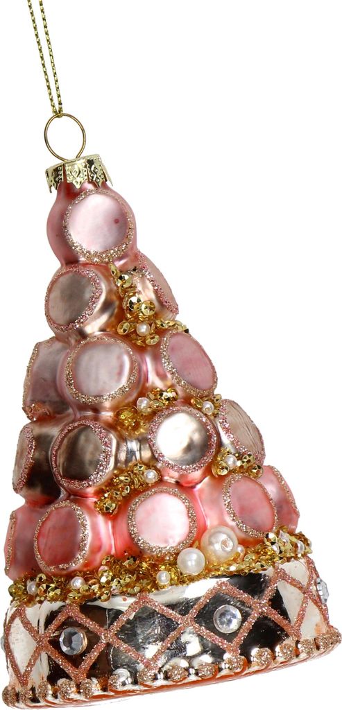 Christbaumschmuck Glas 13,3cm Macaron Tannenbaum Figur Rosa