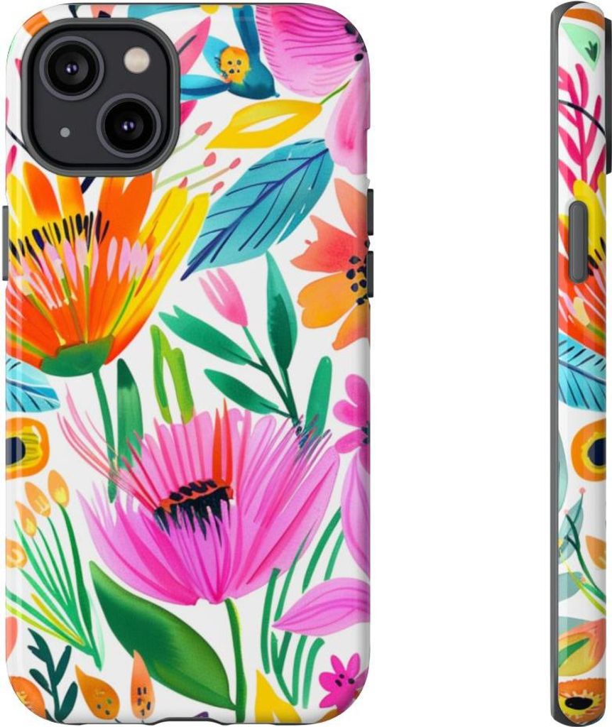 Lebhaftes Aquarell-Blumenmuster – Hülle Kompatibel mit iPhone 14 Plus