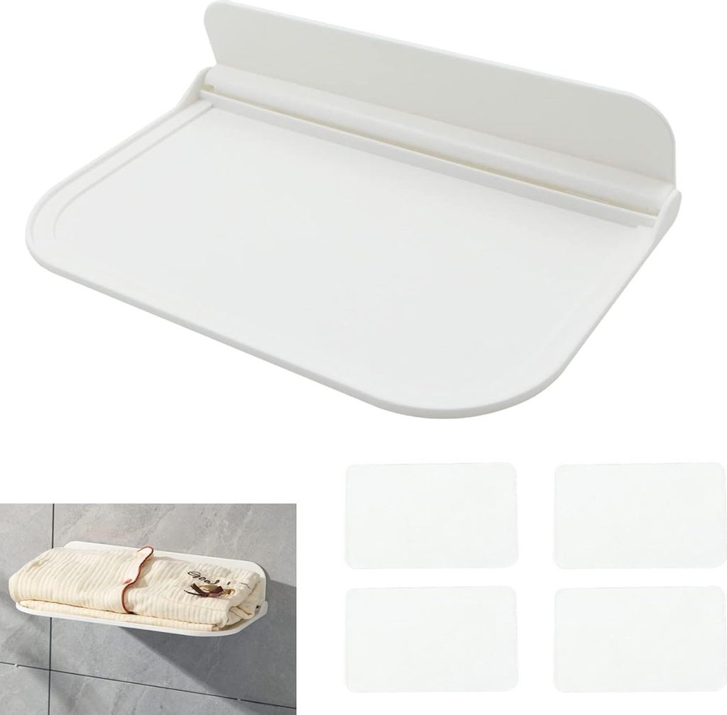 Faltbare Badewannenablage - ohne Bohren - inklusive selbstklebendem Wandregal für Badezimmer und Schlafzimmer 30 x 20 cm 1 Stück