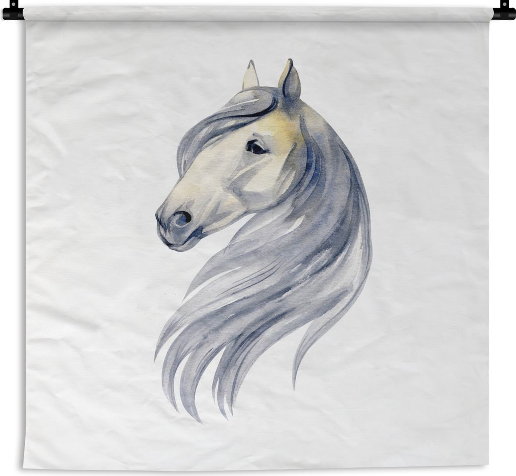 MuchoWow® Wandteppich Wandbehang Pferd - Aquarell - Grau - Produktbild 