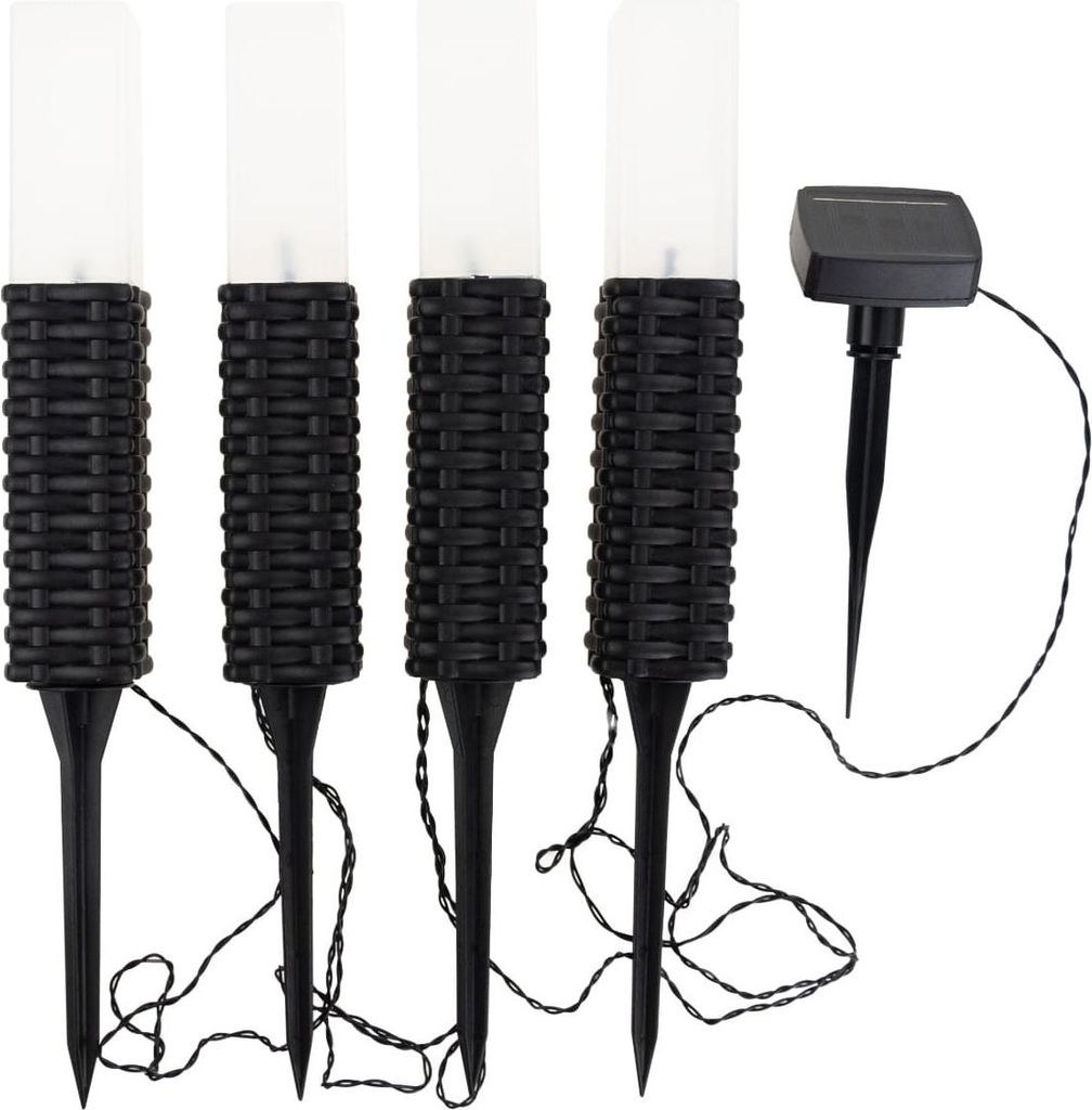 Solar Garten Lampe Rattan Led Leuchten 4Pcs Pol Angetriebenes Solarpanel