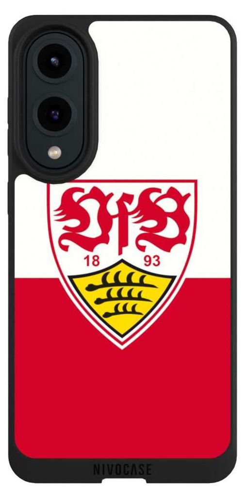 NIVOCASE Handyhülle für Samsung Galaxy S25 Edge Hülle NIVOpure Case Schwarz Logo Offizielles Lizenzprodukt VfB Stuttgart