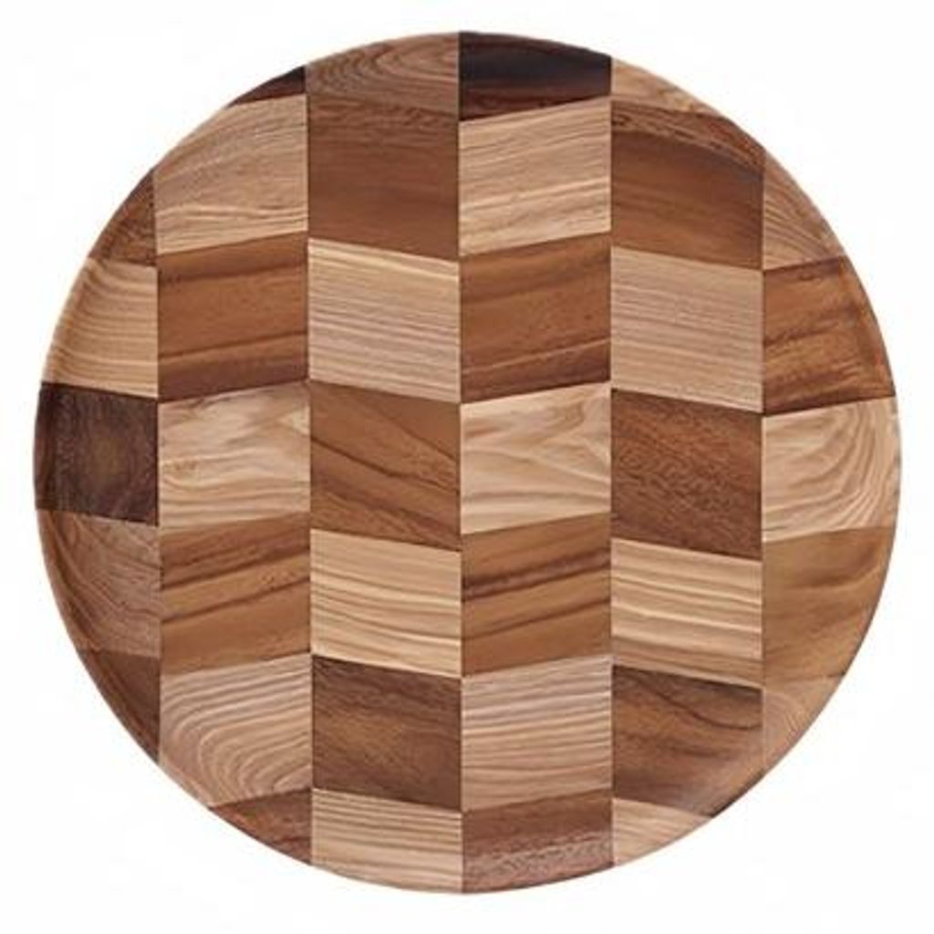 Einzelstück - Rundes Holzbrett - Für den Hausgebrauch geeignet - Obst- und Dessertteller - Holz - 27 cm - Farbe wie auf der Abbildung