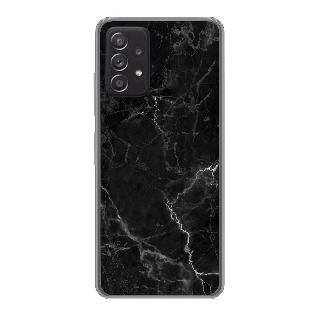 MuchoWow Handyhülle Schutzhülle Hülle für Samsung Galaxy A33 5G Marmor - Schwarz - Weiß - Textur - Marmoroptik Silikon Softcase Handy Hülle...