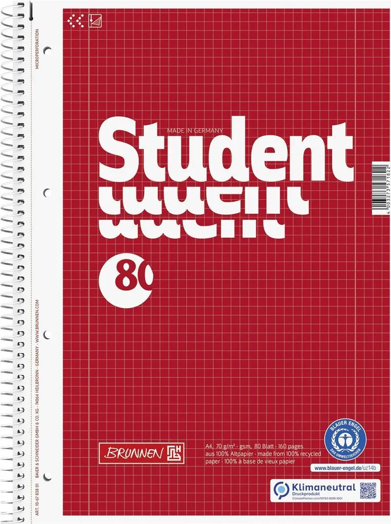 Stock Brunnen 106783801 Collegeblock A4 - Cancelleria Professionale