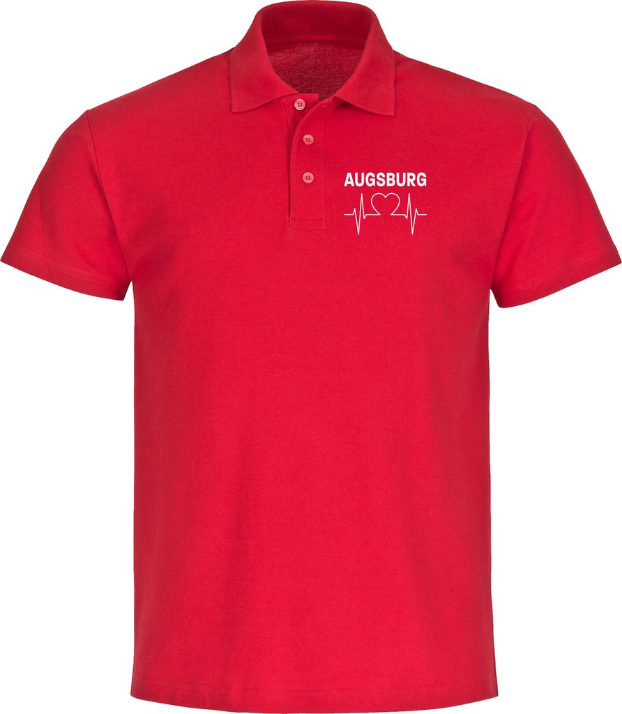 multifanshop Poloshirt - Augsburg - Herzschlag, rot, Größe L