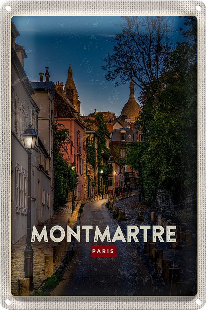 Blechschild Reise 18x12cm Montmartre Paris Retro