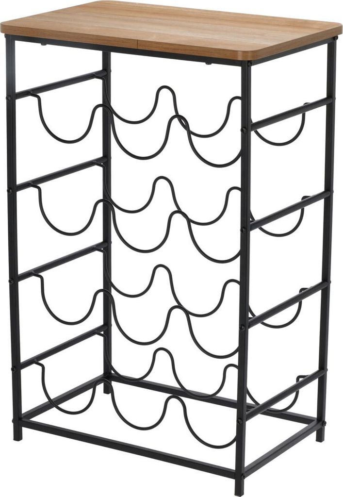 Robustes Weinregal für 12 Flaschen, 40x26x60 cm, mit Ablagefläche für Zubehör