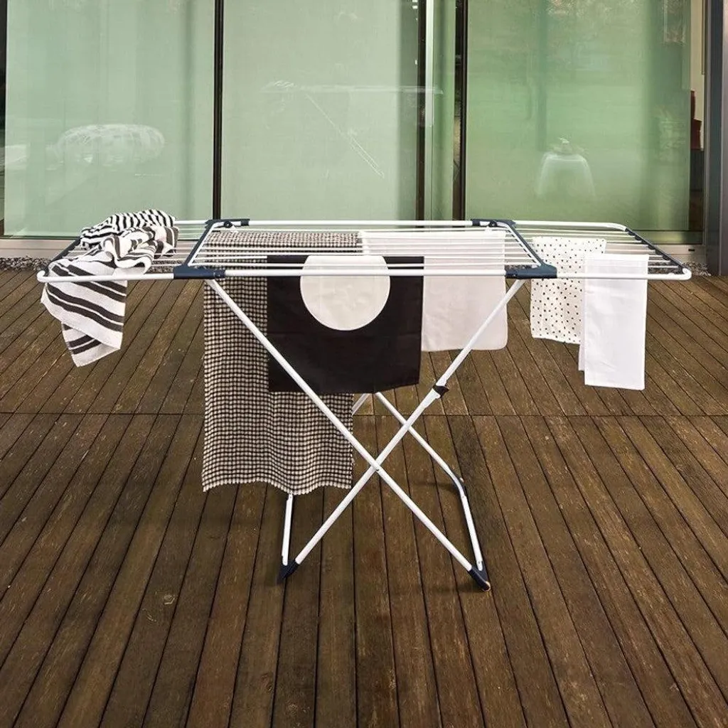 Étendoir à linge extensible 20 mètres sur trépied stable avec rallonges
