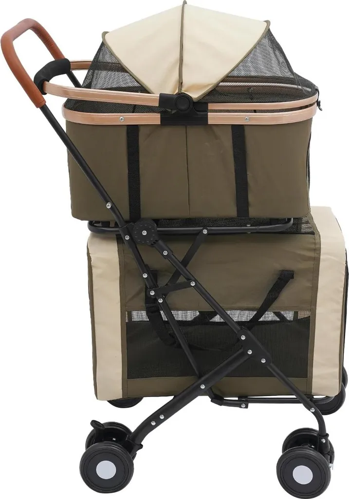 Poussette double pour animaux de compagnie vert sauge - Modèle CityPaw X2