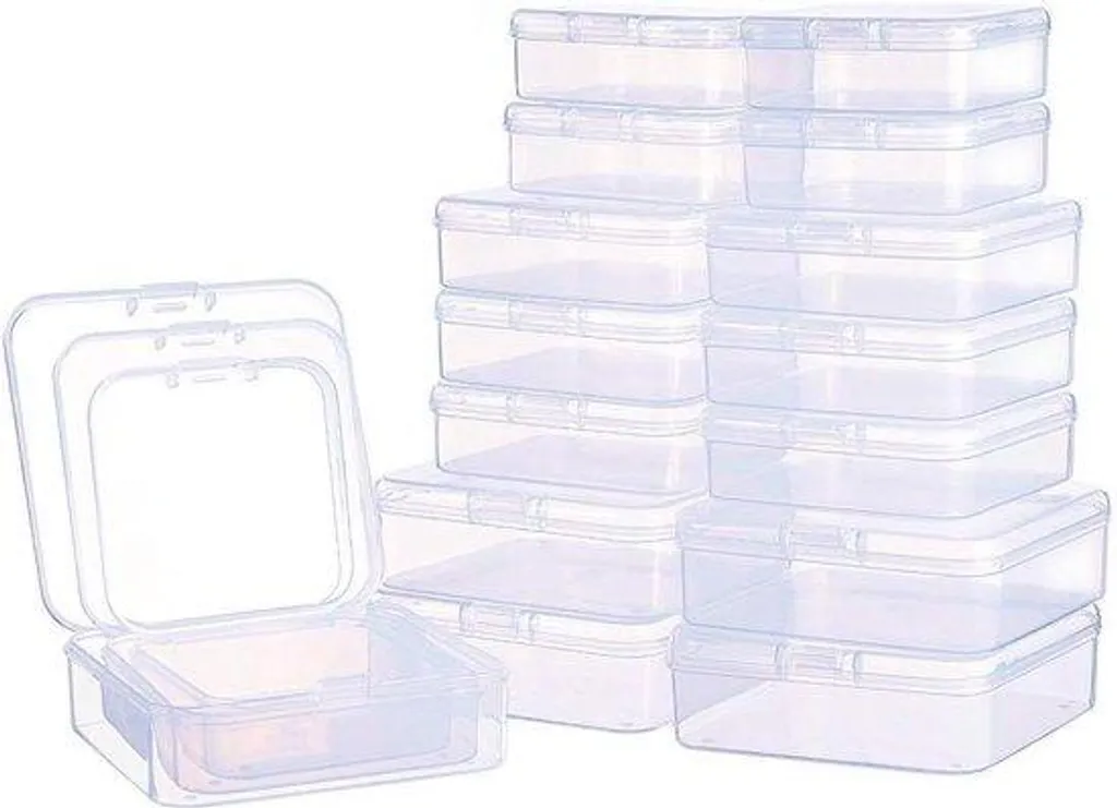 27 Mini Boîtes de Rangement Plastique Transparente avec Couvercle Clipsé