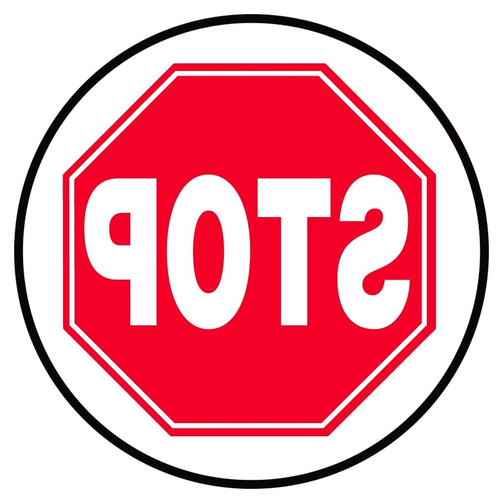 Slip-Gard Adhesive Vinyl Round Floor Sign, Legend"Stop", 17" Diameter, Red/White