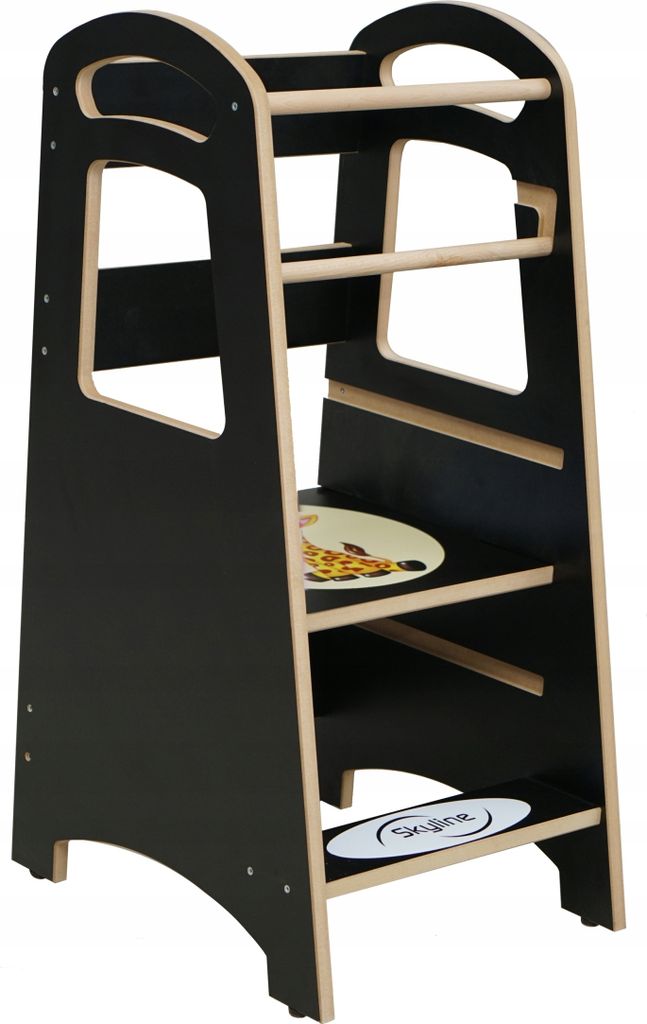 Skyline Steh und Lernturm Baby ab 1 Jahr Montessori Learning Tower Höhenverstellbar Tritthocker Kinder Indoor Möbel Kinderzimmer Trittschemel Kit...