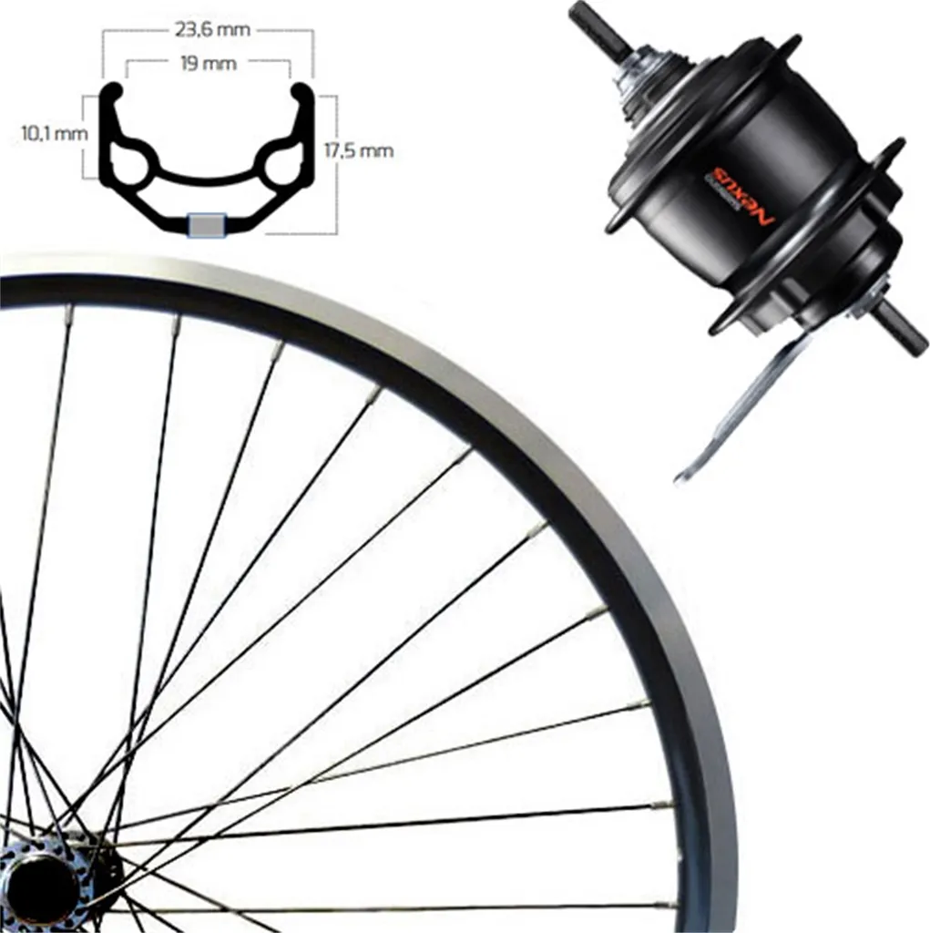Roue 28 Pouces Nexus 8 Vitesses Jante DE ZAC 19 Aluminium Noir et RBN