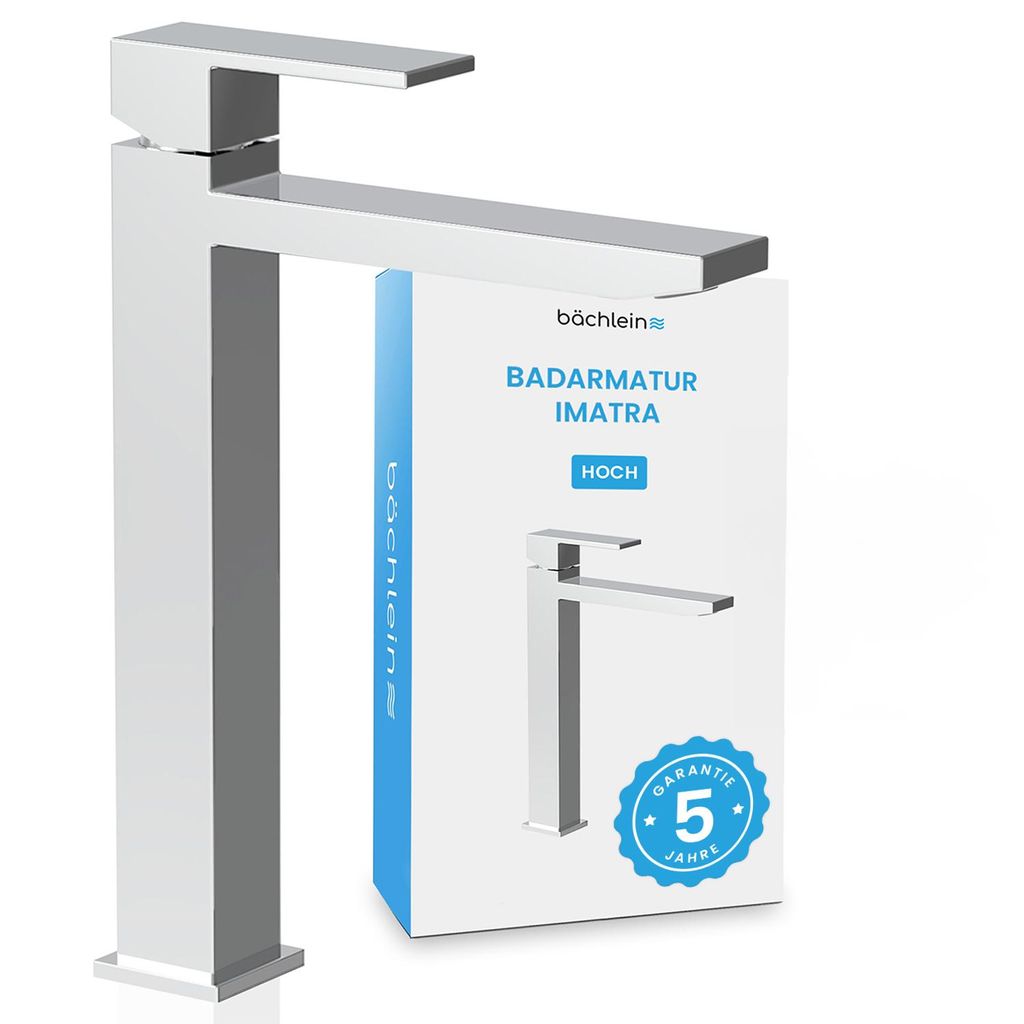 Bächlein Wasserhahn hoch fürs Bad in kantigem Design – Produktbild 