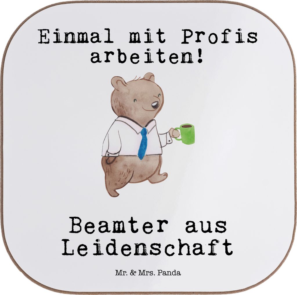 Mr. & Mrs. Panda Tischuntersetzer Beamter Leidenschaft - Weiß - Geschenk, Holzuntersetzer, bieruntersetzer, Tischschoner, Studium, Coaster, Unters...