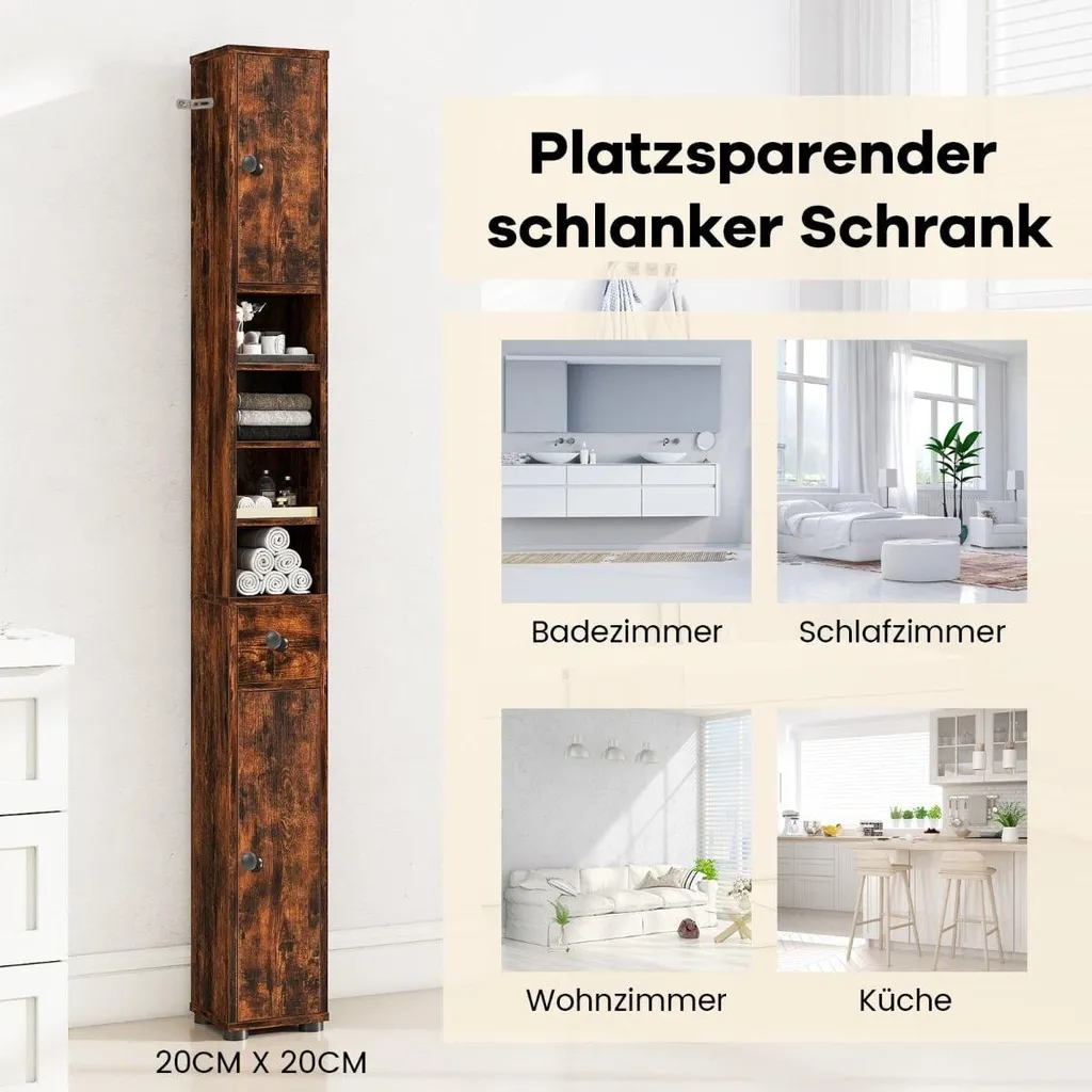 Mobiletto Bagno Alto Stretto Salvaspazio - Ripiani per Tutta la Famiglia - 5