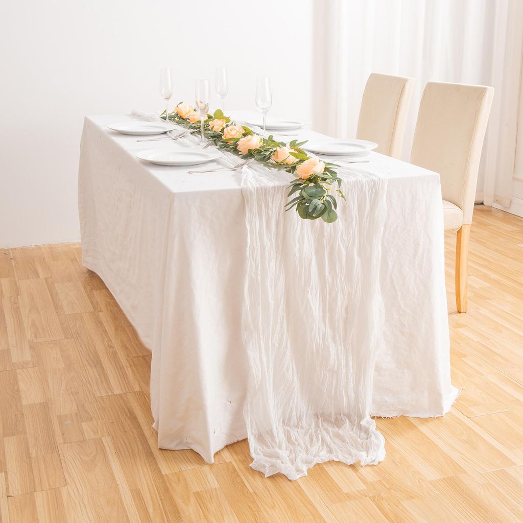 Tischflagge - - Gealtertes Etamin - Polyesterfaser - Weiß - 90 × 400 cm