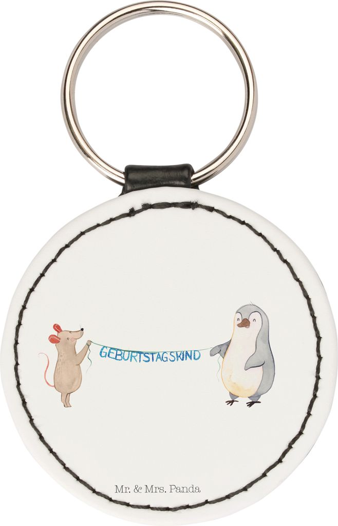 Mr. & Mrs. Panda Schlüsselanhänger Maus Pinguin Geburtstag - Weiß - Geschenk, klein, Geburtstagsgeschenk, Taschenanhänger, Happy Birthday, edel...