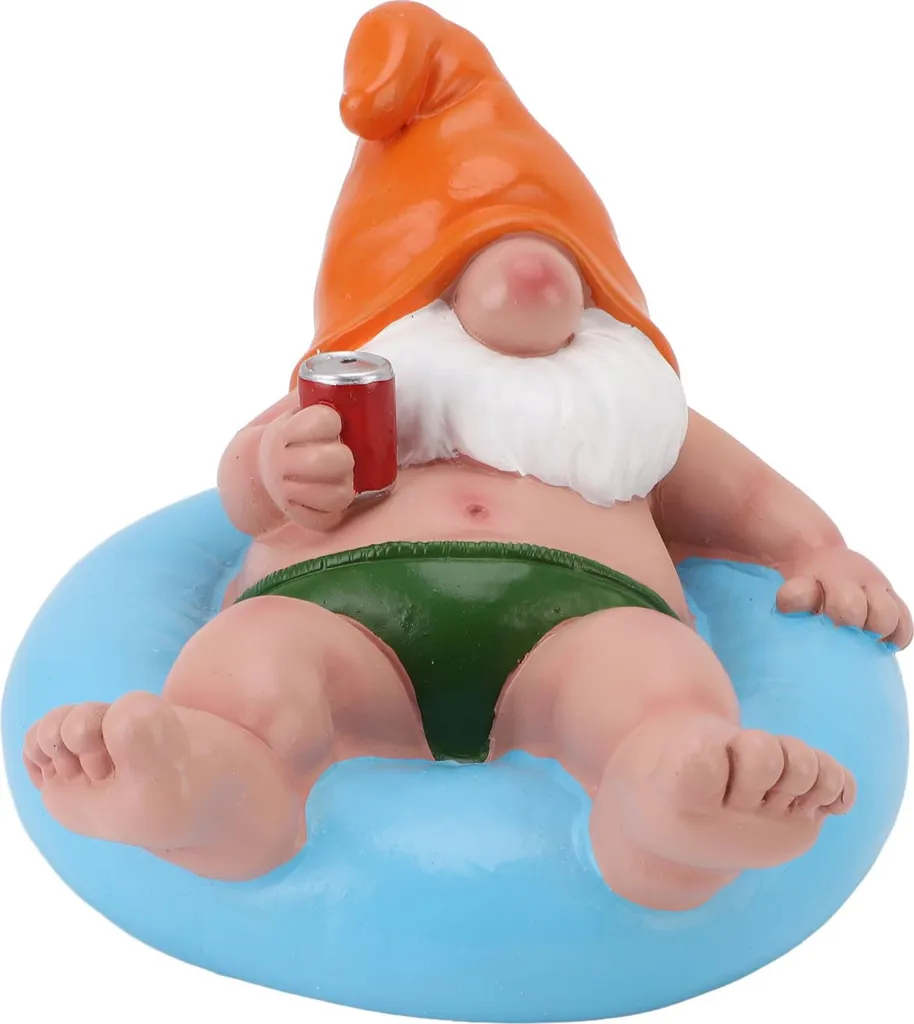 Statue de Nain de Jardin Flottant en Résine Bleue pour Piscine 20cm