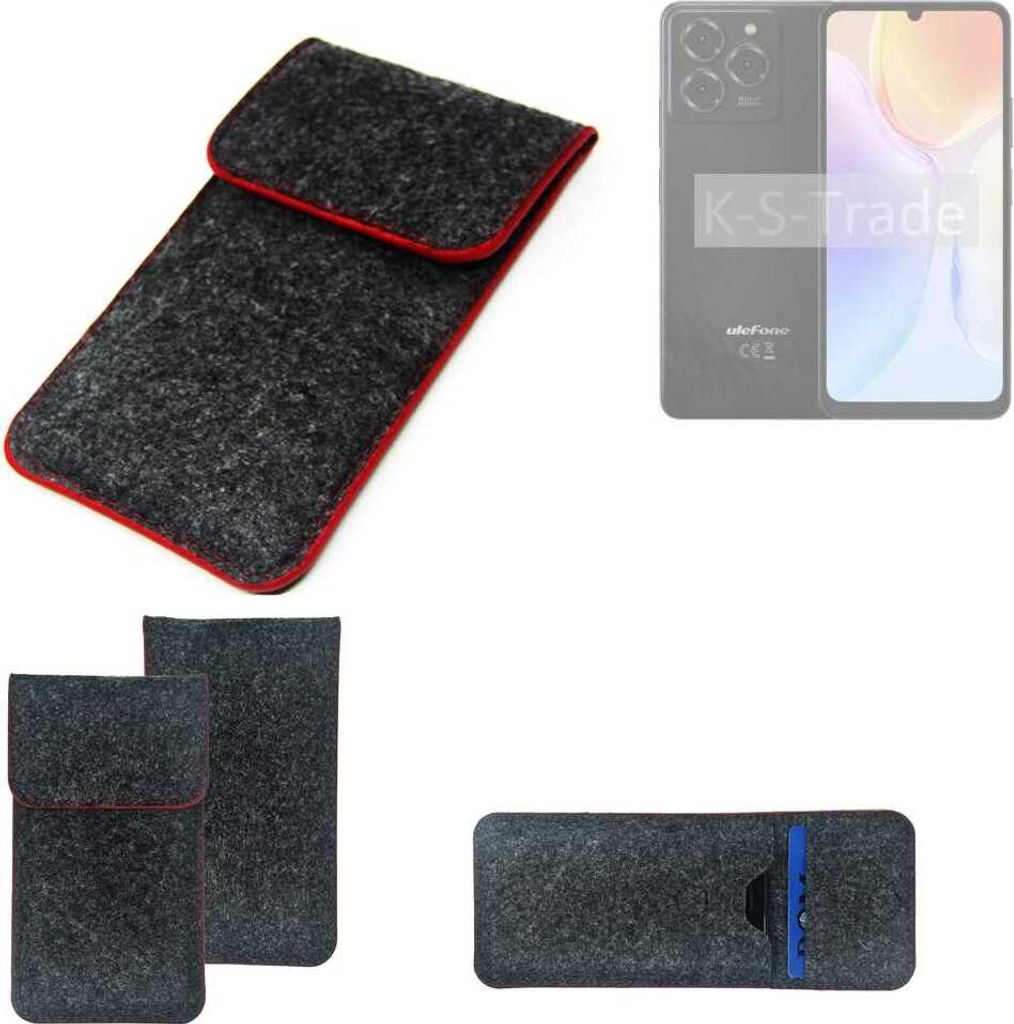 K-S-Trade Handy Schutz Hülle kompatibel mit Ulefone Note 20 Pro Schutzhülle Handyhülle Filztasche Pouch Tasche Case Sleeve Filzhülle dunkelgrau