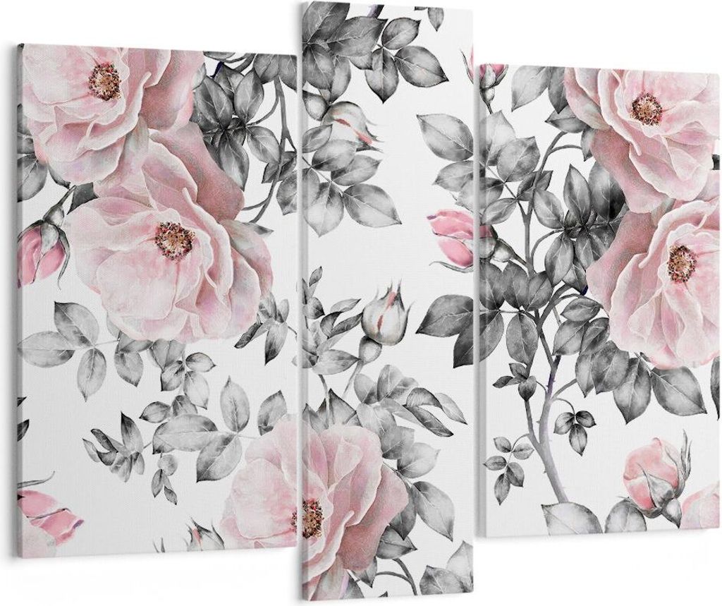 Bild auf Leinwand - Leinwandbild - Blumen Blätter Pflanze Rose - 95x80cm - Wand Bild - Wanddeko - Leinwanddruck - Bilder - Kunstdruck - Wanddekora...
