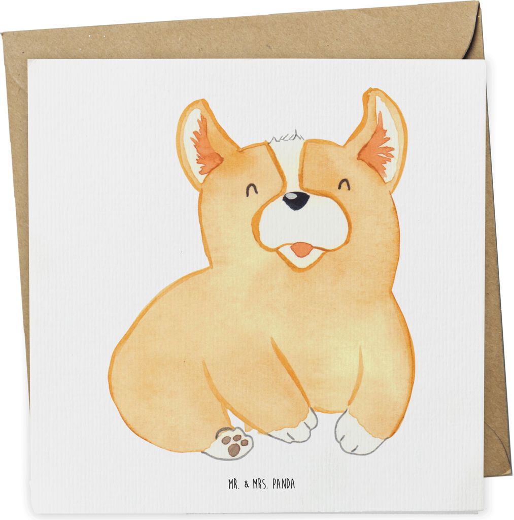 Mr. & Mrs. Panda Grußkarte Corgie - Weiß - Geschenk, Süß, Produktbild 