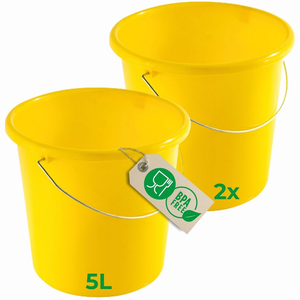 Novaliv 2 Stück Eimer 5L Gelb mit Maßeinteilung - Putzeimer Produktbild 