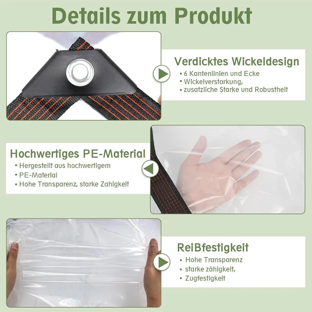 Bâche 2x5m avec œillets renforcés, imperméable et transparente haute densité - 3