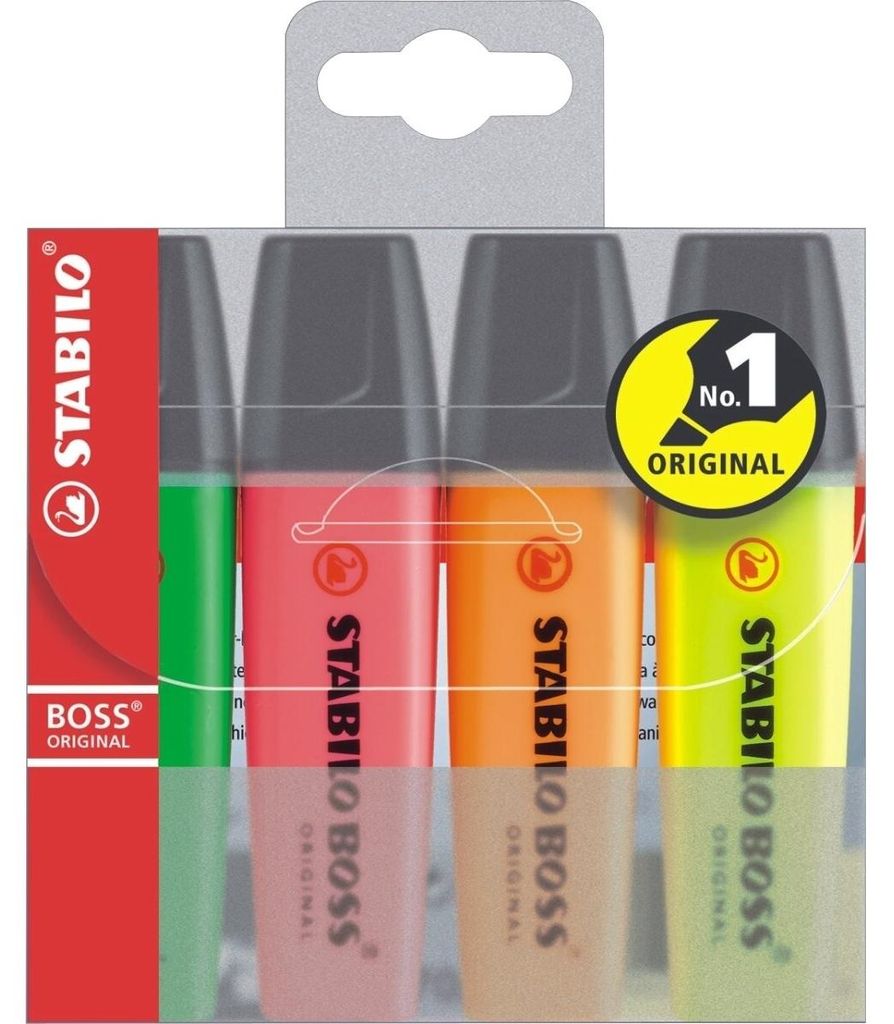 STABILO BOSS ORIGINAL, 4 szt., Wielo, Końcówka ścięta, Zdjęcie produktu 
