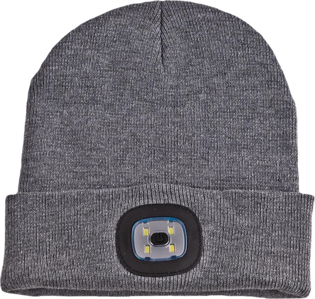 Strickmütze grau mit LED Licht